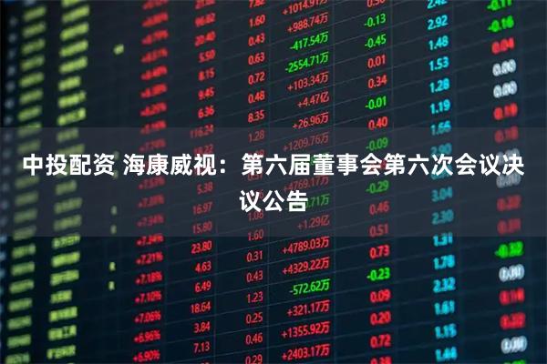 中投配资 海康威视：第六届董事会第六次会议决议公告